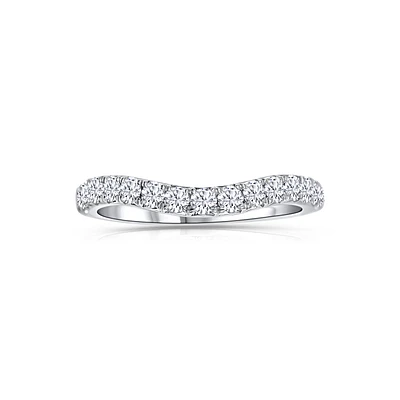 14K White Gold Round 0.58CTW Diamond Curved Band