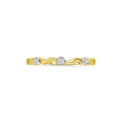14K Yellow Gold Round 0.09CTW Diamond Curvy Band
