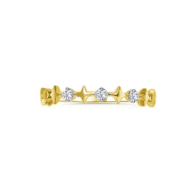 14K Yellow Gold Round 0.07CTW Diamonds and Stars Band