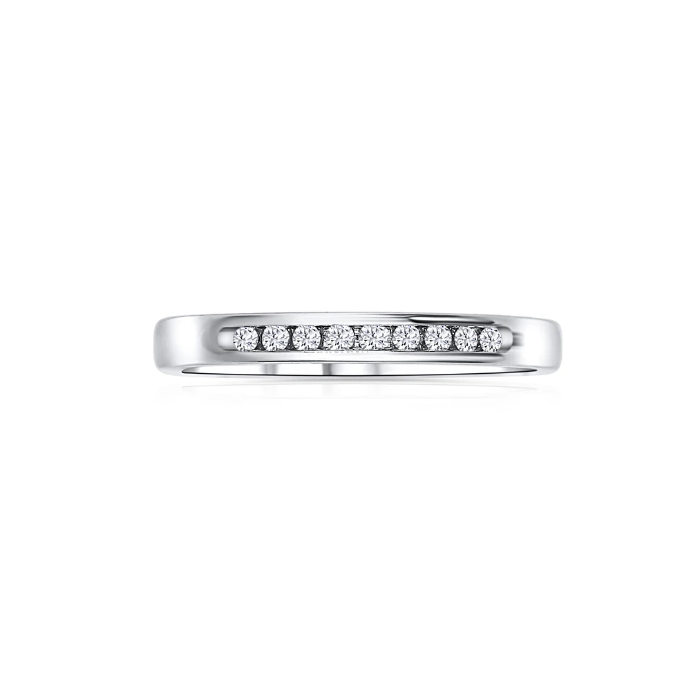 14K White Gold Round 1.00CTW Channel-Set Diamond Band