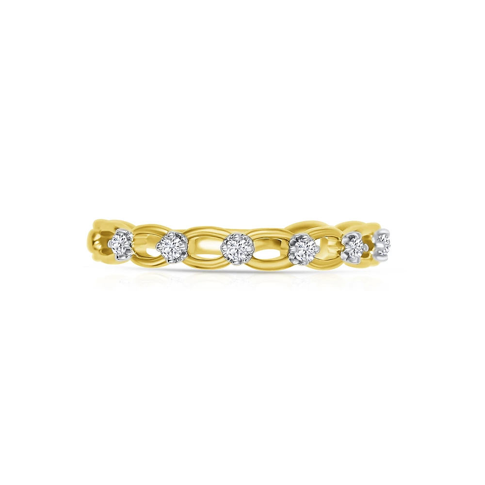 14K Yellow Gold Round 0.09CTW Diamond Band