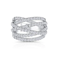 14K White Gold Crossover Fashion Diamond Band