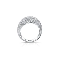 14K White Gold Crossover Fashion Diamond Band
