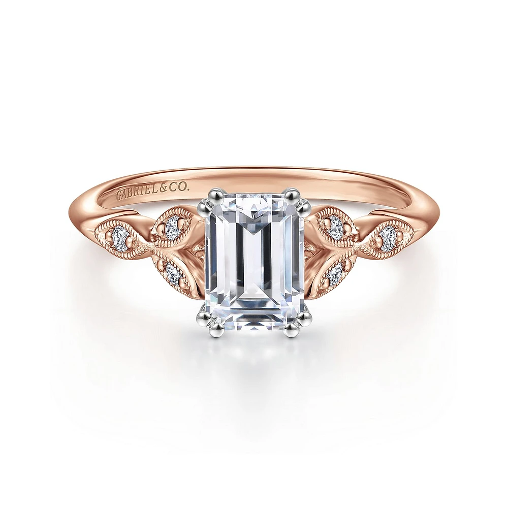 Gabriel & Co 6.5 x 5 Engagement Ring 14K Two-Tone Gold Victorian ER11721E4T44JJ