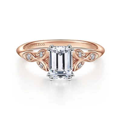 Gabriel & Co 6.5 x 5 Engagement Ring 14K Two-Tone Gold Victorian ER11721E4T44JJ