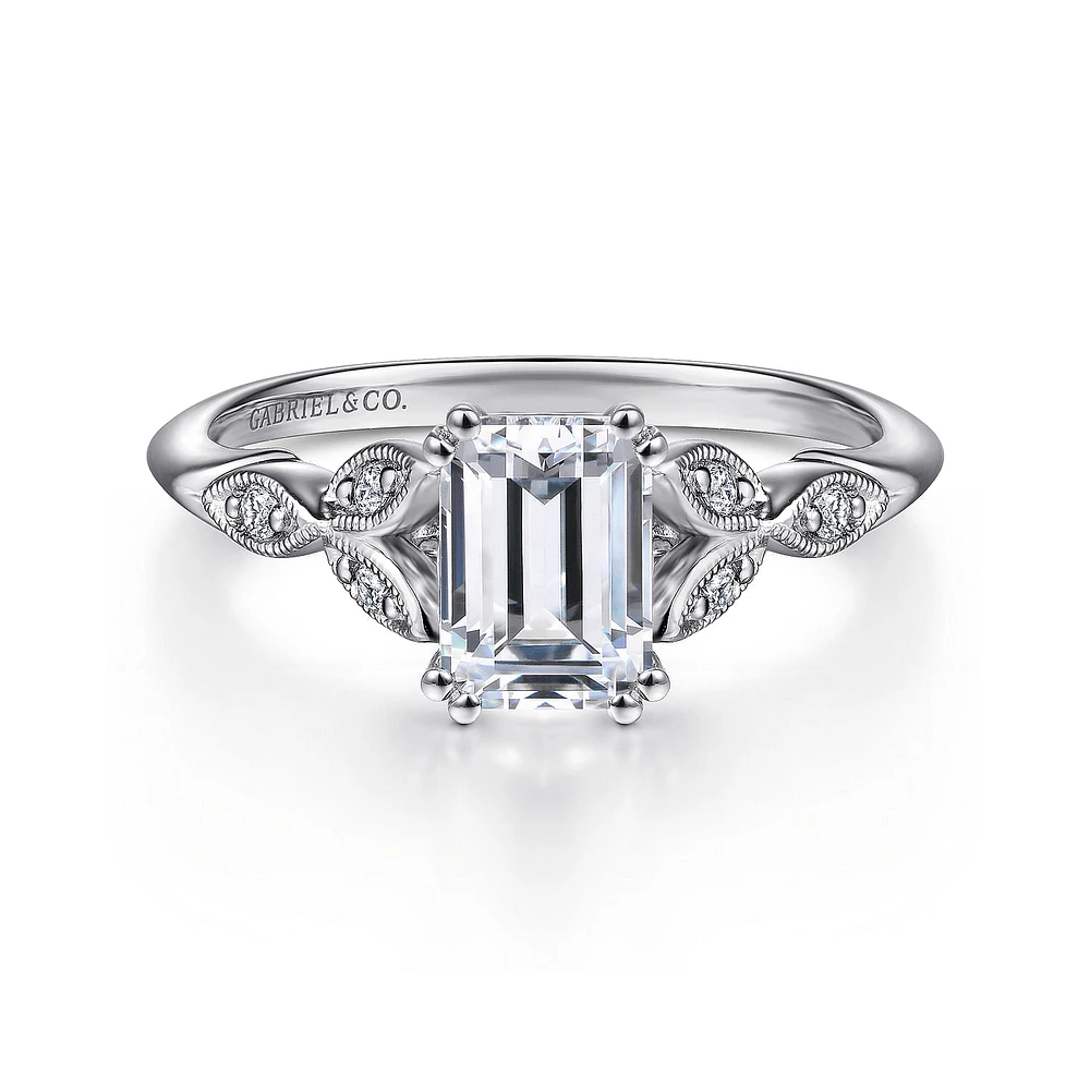 Gabriel & Co 6.5 x 5 Engagement Ring 14K White Gold Victorian ER11721E4W44JJ
