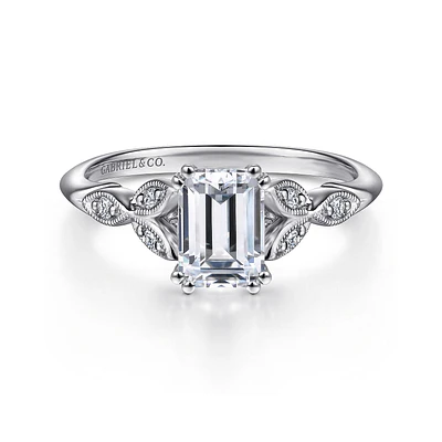 Gabriel & Co 6.5 x 5 Engagement Ring 14K White Gold Victorian ER11721E4W44JJ