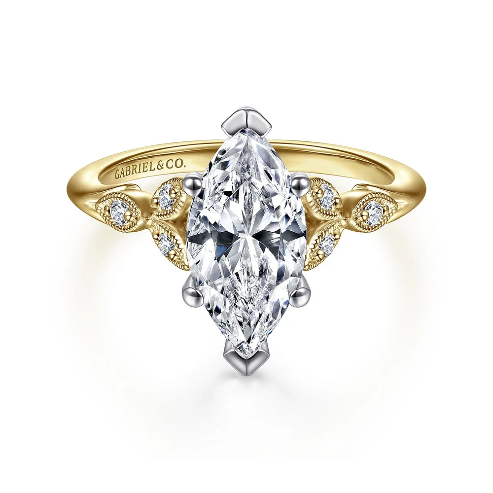 Gabriel & Co 12x6 Engagement Ring 14K Gold Victorian ER11721M6M44JJ