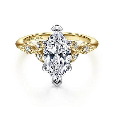 Gabriel & Co 12x6 Engagement Ring 14K Gold Victorian ER11721M6M44JJ
