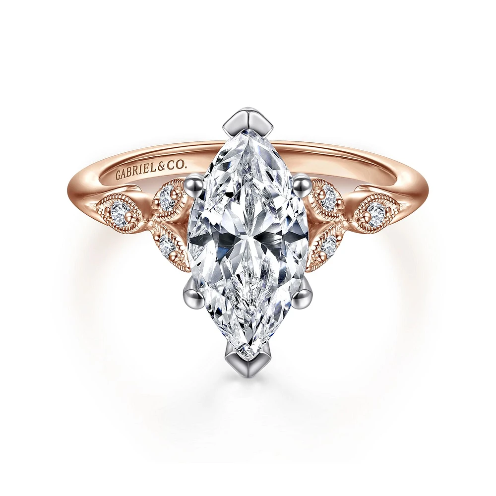 Gabriel & Co 12x6 Engagement Ring 14K Two-Tone Gold Victorian ER11721M6T44JJ