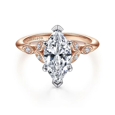 Gabriel & Co 12x6 Engagement Ring 14K Two-Tone Gold Victorian ER11721M6T44JJ