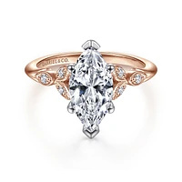 Gabriel & Co 12x6 Engagement Ring 14K Two-Tone Gold Victorian ER11721M6T44JJ