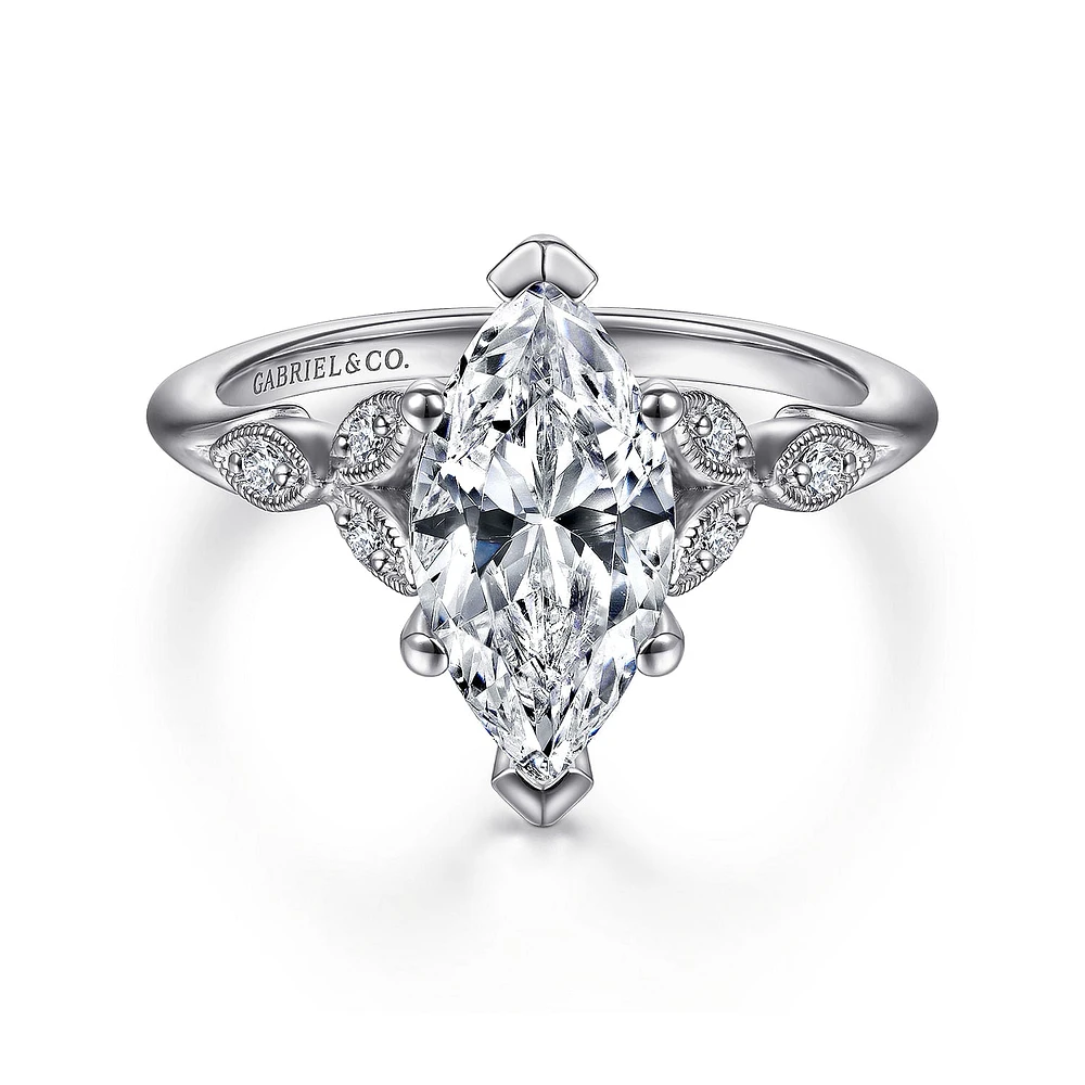 Gabriel & Co 12x6 Engagement Ring 14K White Gold Victorian ER11721M6W44JJ