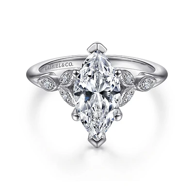 Gabriel & Co 12x6 Engagement Ring 14K White Gold Victorian ER11721M6W44JJ
