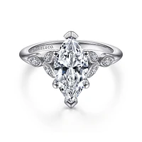 Gabriel & Co 12x6 Engagement Ring 14K White Gold Victorian ER11721M6W44JJ