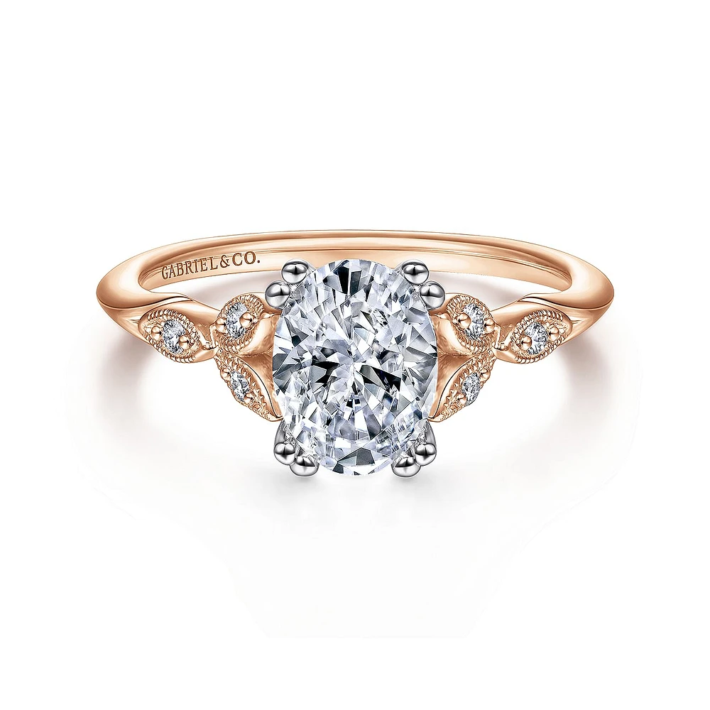 Gabriel & Co 8x5.5 Engagement Ring 14K Two-Tone Gold Victorian ER11721O4T44JJ
