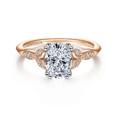 Gabriel & Co 8x5.5 Engagement Ring 14K Two-Tone Gold Victorian ER11721O4T44JJ