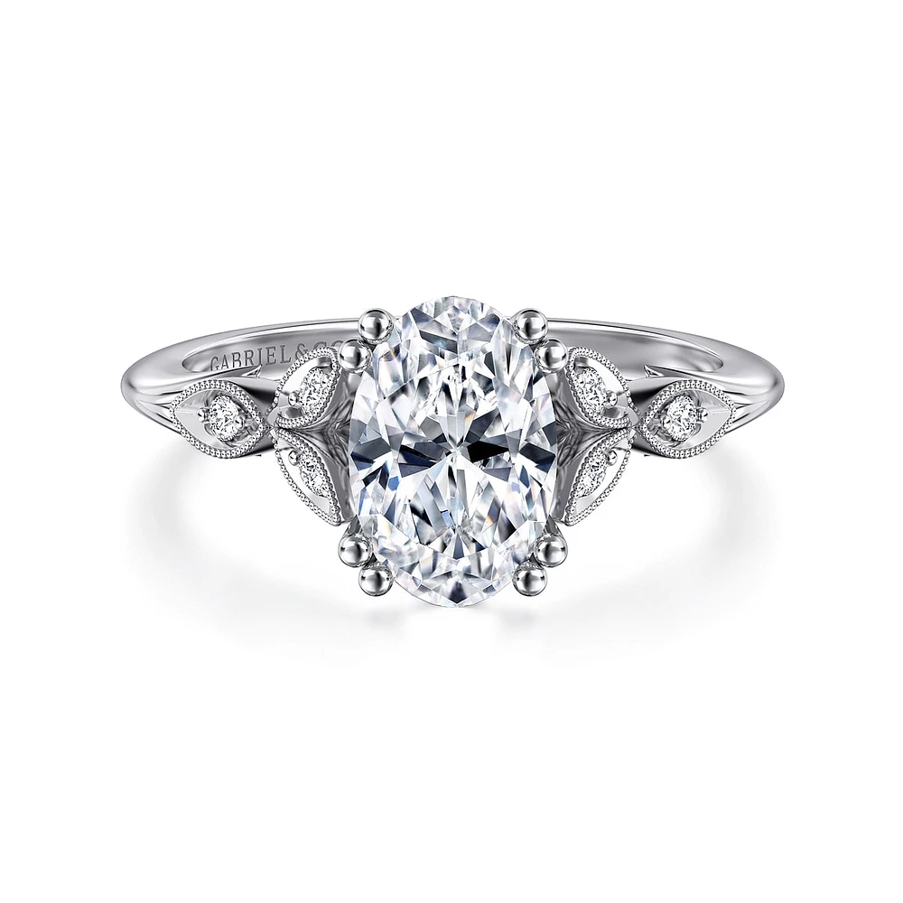 Gabriel & Co 9X6 Engagement Ring 14K White Gold Victorian ER11721O6W44JJ