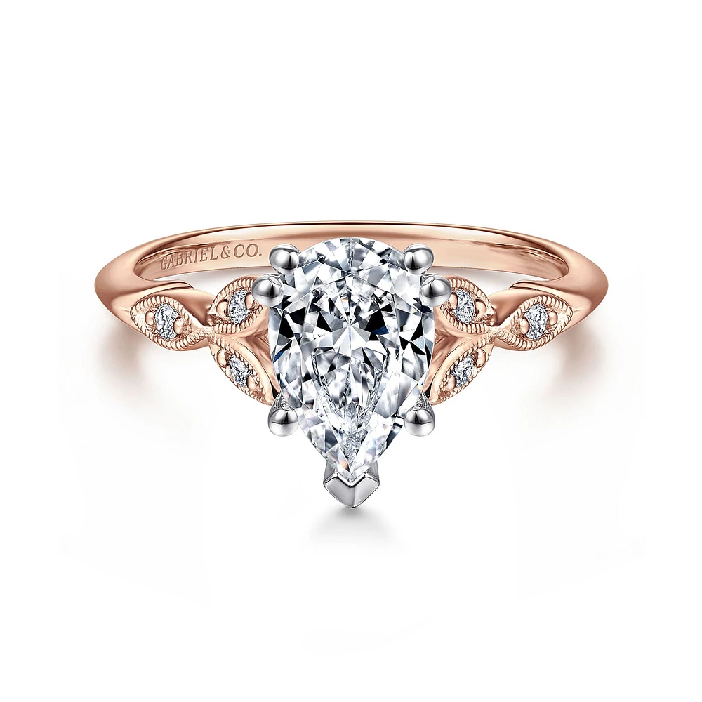 Gabriel & Co 9x6 Engagement Ring 14K Two-Tone Gold Victorian ER11721P4T44JJ