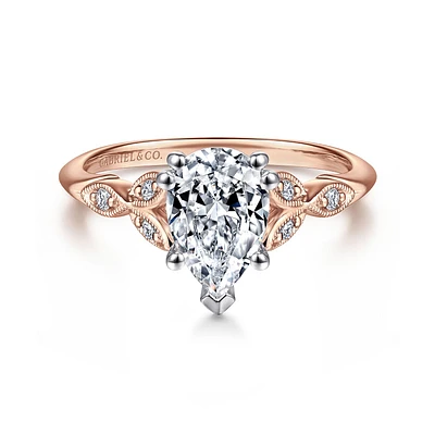 Gabriel & Co 9x6 Engagement Ring 14K Two-Tone Gold Victorian ER11721P4T44JJ
