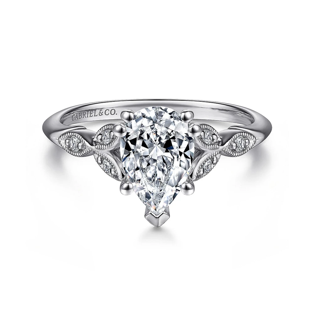 Gabriel & Co 9x6 Engagement Ring 14K White Gold Victorian ER11721P4W44JJ