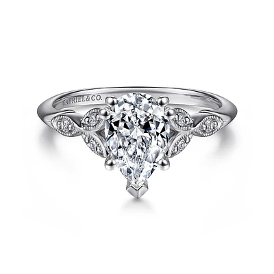 Gabriel & Co 9x6 Engagement Ring 14K White Gold Victorian ER11721P4W44JJ