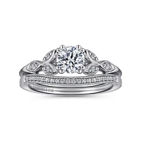 Gabriel & Co 5 Engagement Ring 14K White Gold Victorian ER11721R2W44JJ