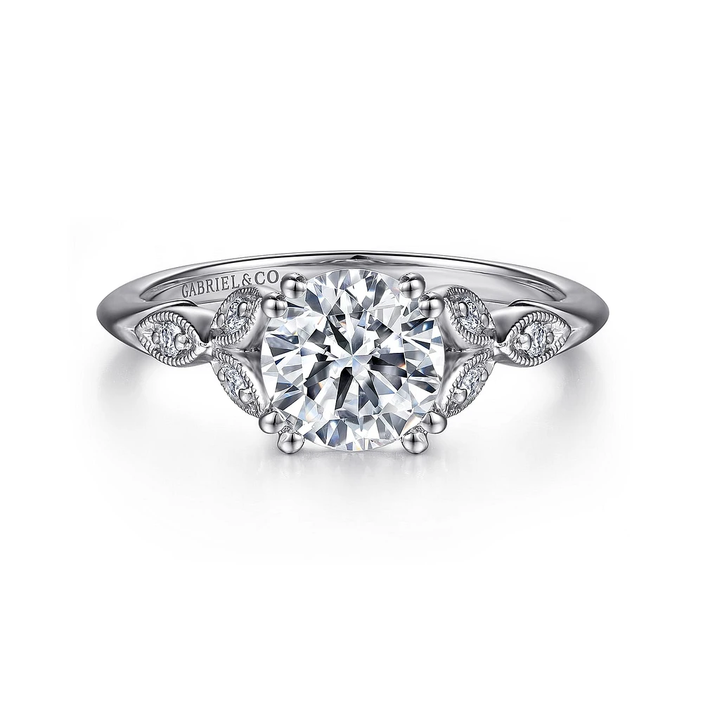 Gabriel & Co 6.5 Engagement Ring 18K White Gold Victorian ER11721R4W84JJ