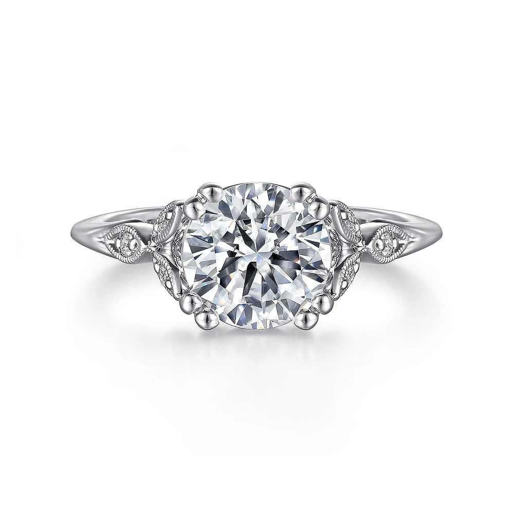 Gabriel & Co 8 Engagement Ring 14K White Gold Victorian ER11721R8W44JJ