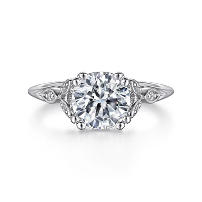 Gabriel & Co 8 Engagement Ring 14K White Gold Victorian ER11721R8W44JJ