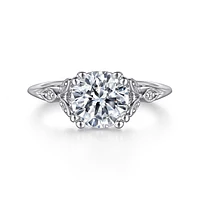 Gabriel & Co 8 Engagement Ring 14K White Gold Victorian ER11721R8W44JJ