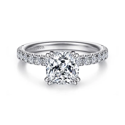Gabriel & Co 7x7 Engagement Ring 14K White Gold Classic ER13904C8W44JJ
