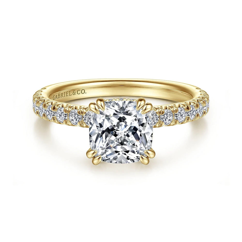 Gabriel & Co 7x7 Engagement Ring 14K Yellow Gold Classic ER13904C8Y44JJ