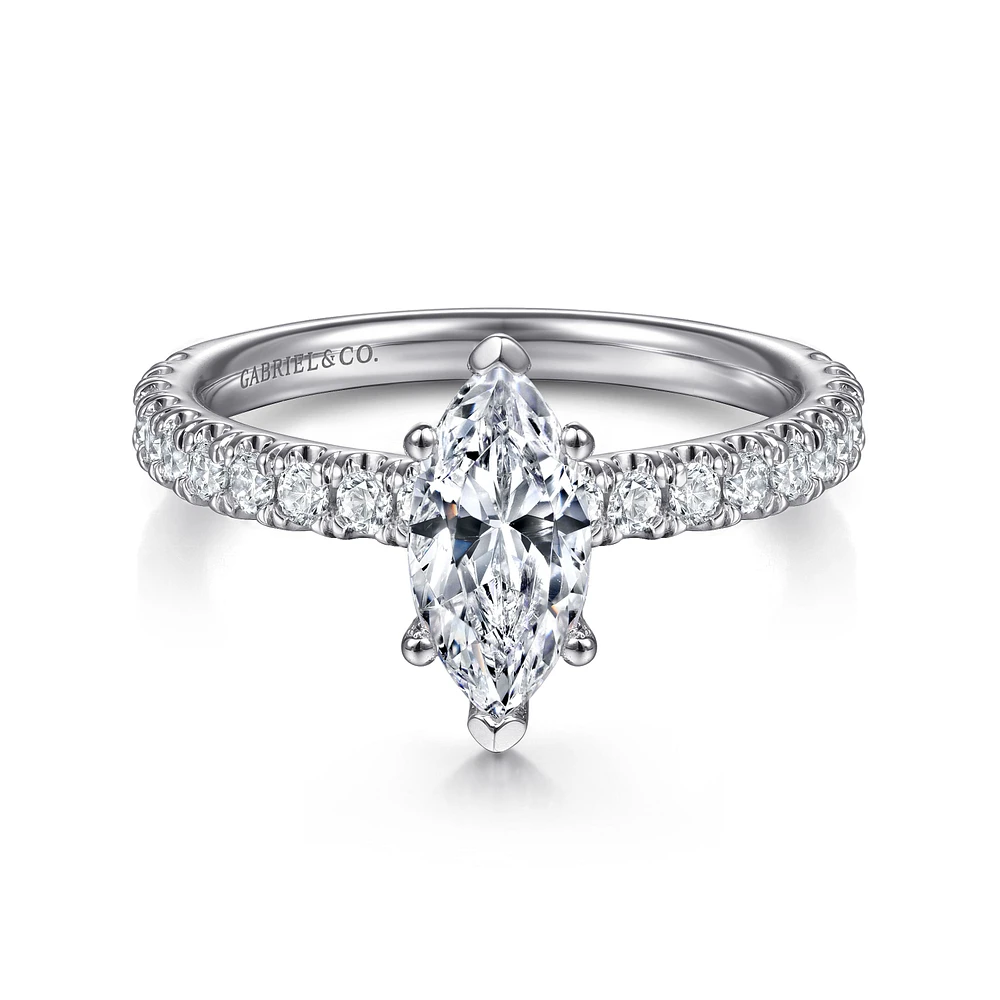 Gabriel & Co 10x5 Engagement Ring 14K White Gold Classic ER13904M4W44JJ