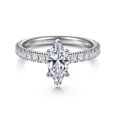Gabriel & Co 10x5 Engagement Ring 14K White Gold Classic ER13904M4W44JJ