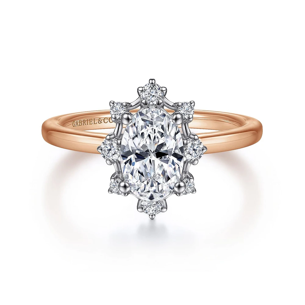 Gabriel & Co 8x5.5 Engagement Ring 14K Two-Tone Gold Starlight ER14661O4T44JJ