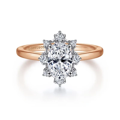 Gabriel & Co 8x5.5 Engagement Ring 14K Two-Tone Gold Starlight ER14661O4T44JJ