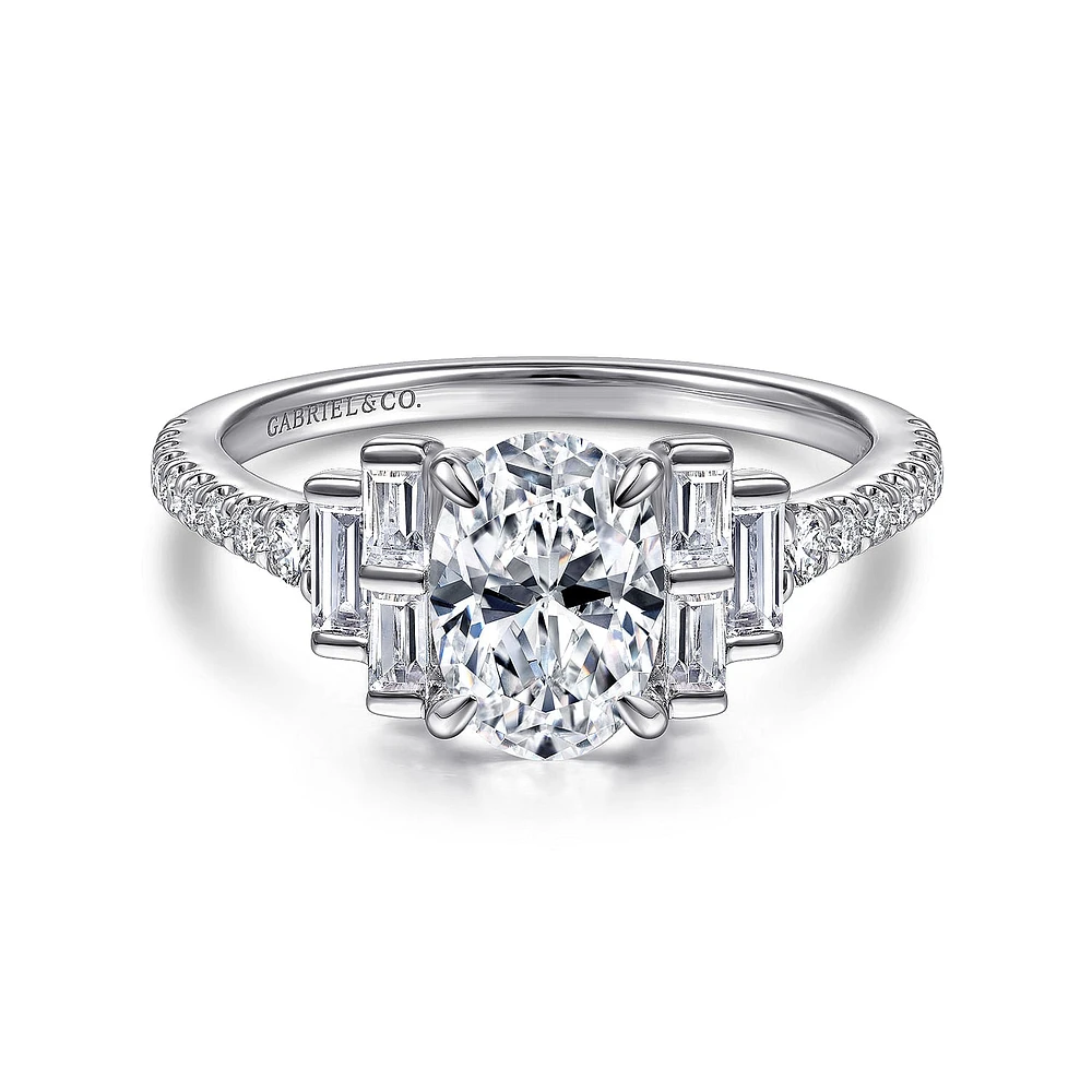 Gabriel & Co 8x5.5 Engagement Ring 14K White Gold Art Deco ER14741O4W44JJ
