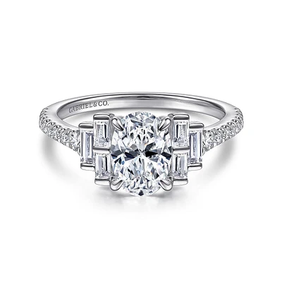 Gabriel & Co 8x5.5 Engagement Ring 14K White Gold Art Deco ER14741O4W44JJ