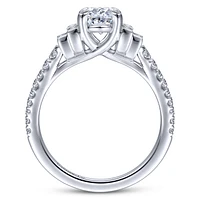 Gabriel & Co 8x5.5 Engagement Ring 14K White Gold Art Deco ER14741O4W44JJ