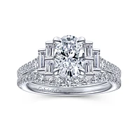 Gabriel & Co 8x5.5 Engagement Ring 14K White Gold Art Deco ER14741O4W44JJ