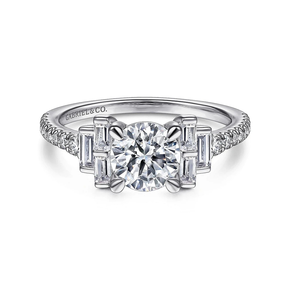 Gabriel & Co 6.5 Engagement Ring 14K White Gold Art Deco ER14741R4W44JJ