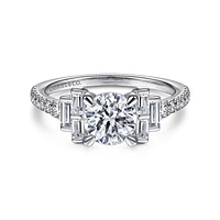 Gabriel & Co 6.5 Engagement Ring 14K White Gold Art Deco ER14741R4W44JJ