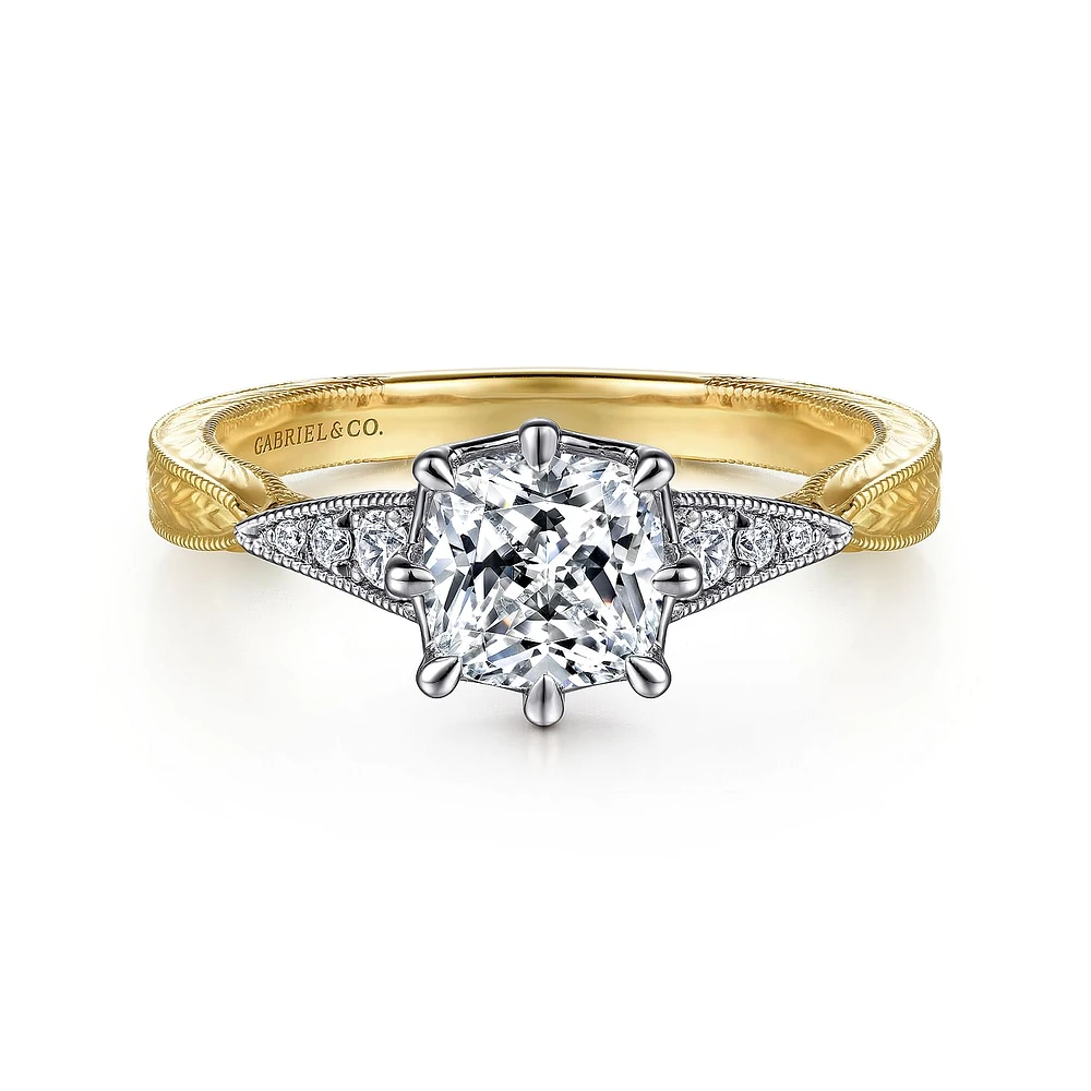 Gabriel & Co 5.5x5.5 Engagement Ring 14K Gold Art Deco ER14770C4M44JJ