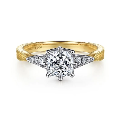 Gabriel & Co 5.5x5.5 Engagement Ring 14K Gold Art Deco ER14770C4M44JJ