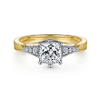 Gabriel & Co 5.5x5.5 Engagement Ring 14K Gold Art Deco ER14770C4M44JJ