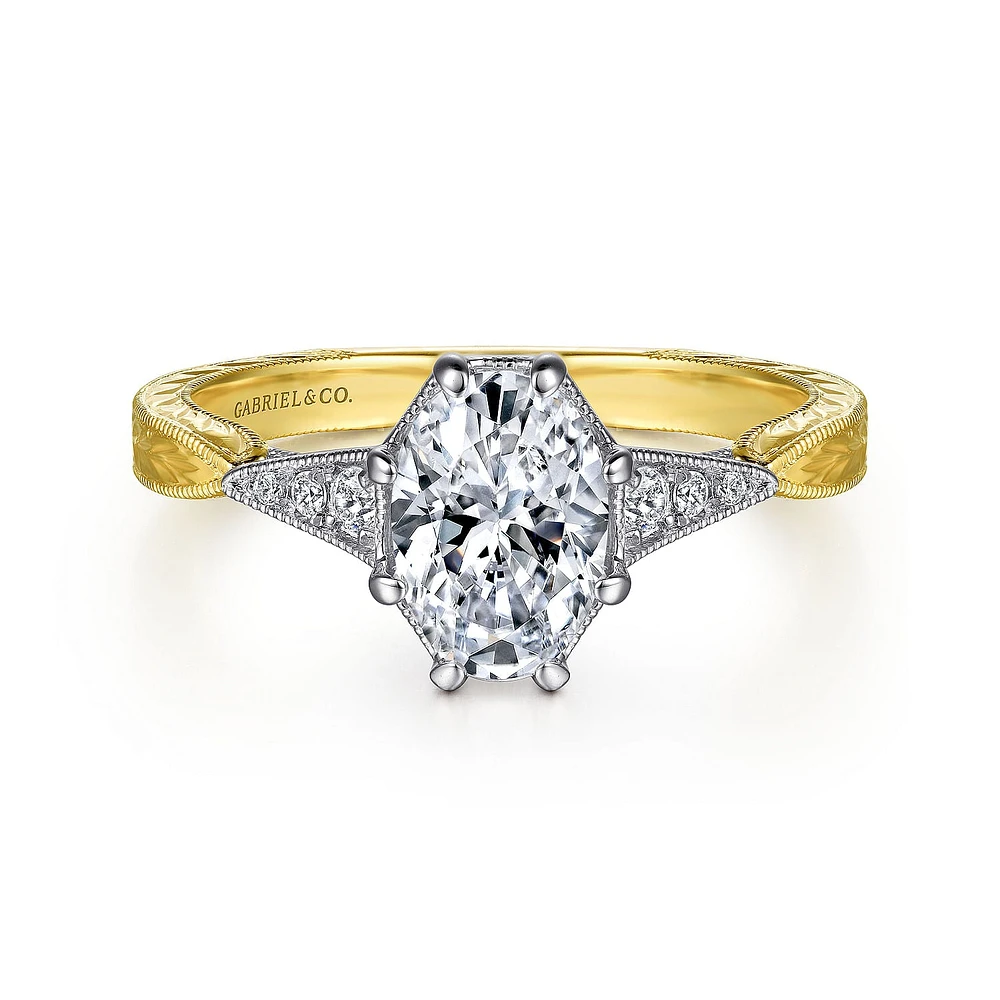 Gabriel & Co 8x5.5 Engagement Ring 14K Gold Art Deco ER14770O4M44JJ