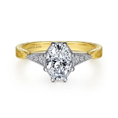 Gabriel & Co 8x5.5 Engagement Ring 14K Gold Art Deco ER14770O4M44JJ