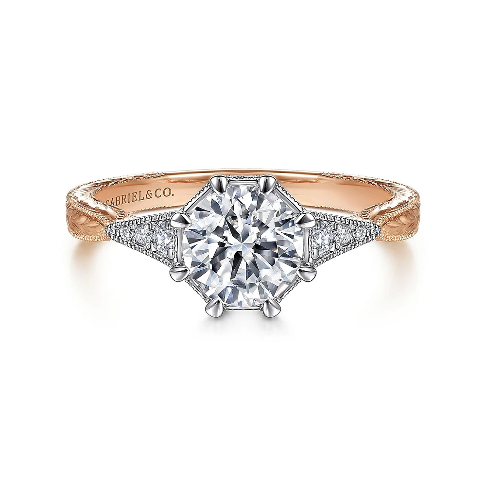 Gabriel & Co 6.5 Engagement Ring 14K Two-Tone Gold Art Deco ER14770R4T44JJ