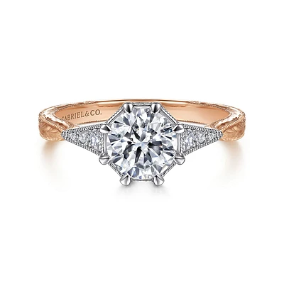Gabriel & Co 6.5 Engagement Ring 14K Two-Tone Gold Art Deco ER14770R4T44JJ